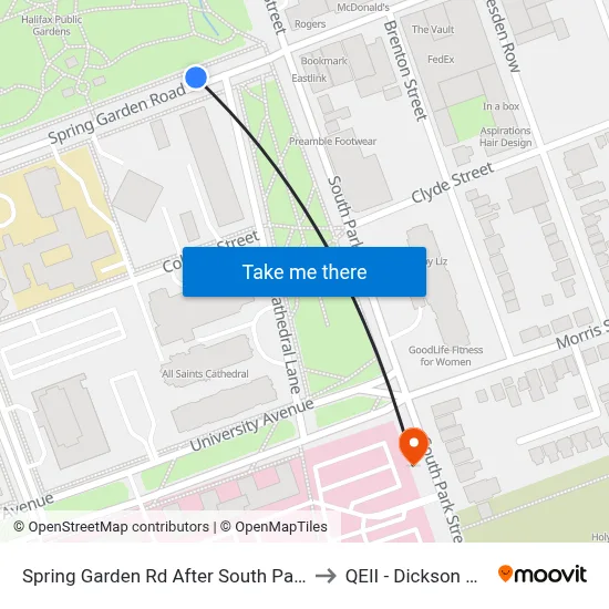 Spring Garden Rd After South Park St (8322) to QEII - Dickson Building map