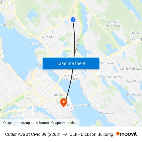 Cutler Ave at Civic 89 (2283) to QEII - Dickson Building map