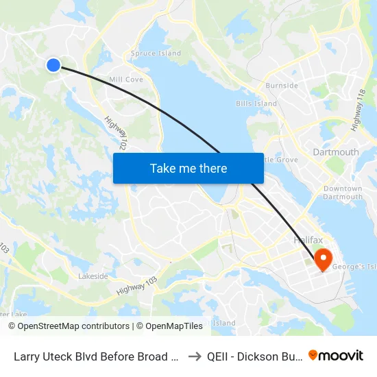 Larry Uteck Blvd Before Broad St (2309) to QEII - Dickson Building map