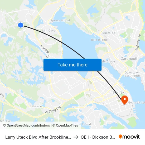Larry Uteck Blvd After Brookline Dr (2310) to QEII - Dickson Building map