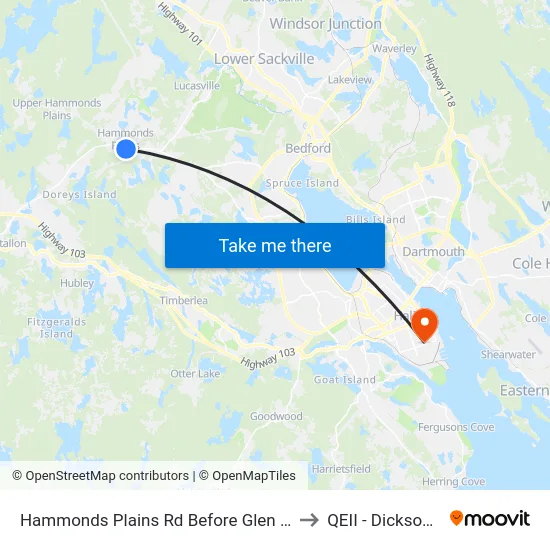 Hammonds Plains Rd Before Glen Arbour Way (6808) to QEII - Dickson Building map