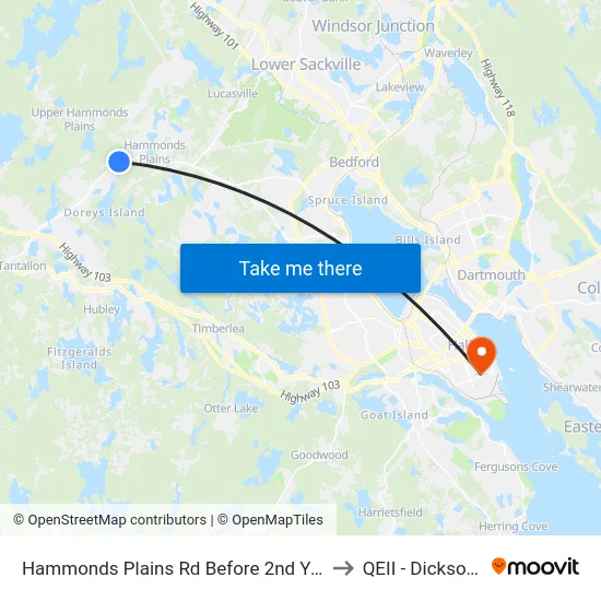 Hammonds Plains Rd Before 2nd Yankeetown Rd (6801) to QEII - Dickson Building map