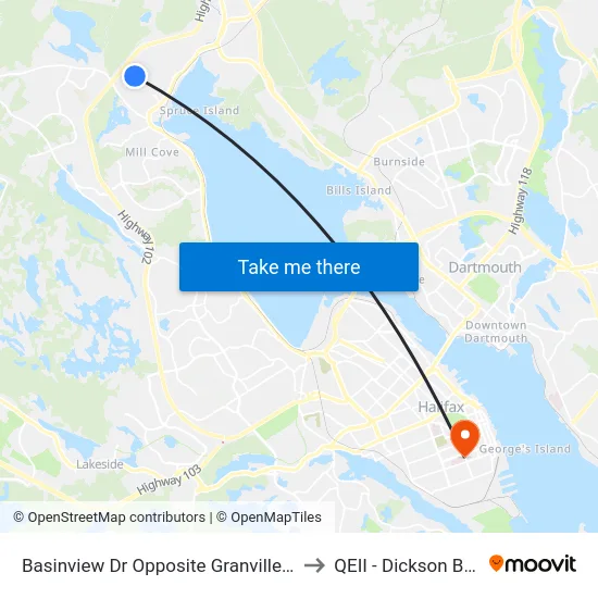 Basinview Dr Opposite Granville Rd (6141) to QEII - Dickson Building map