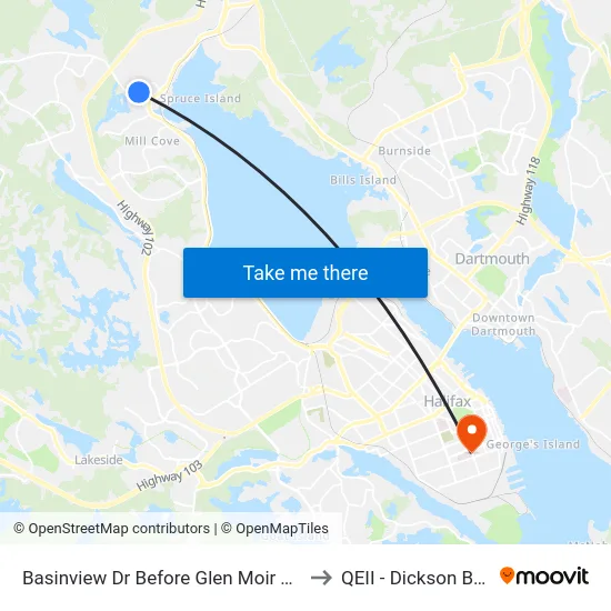 Basinview Dr Before Glen Moir Terr (6140) to QEII - Dickson Building map
