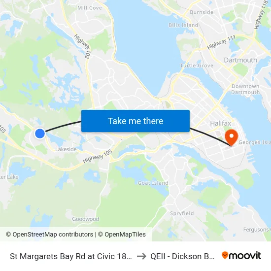 St Margarets Bay Rd at Civic 1817 (6145) to QEII - Dickson Building map