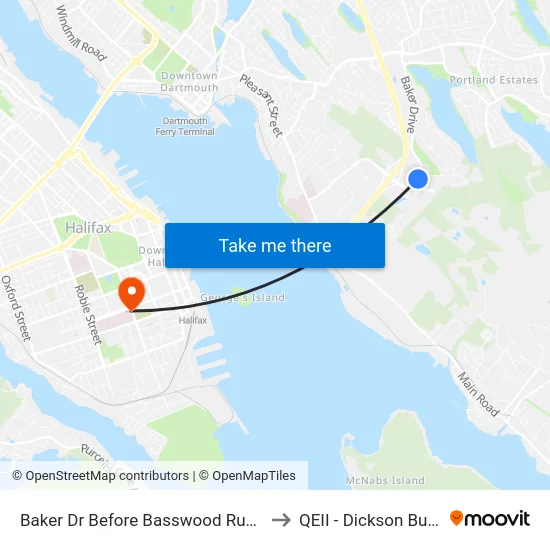 Baker Dr Before Basswood Run (8847) to QEII - Dickson Building map