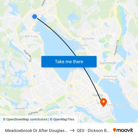 Meadowbrook Dr After Douglas Dr (7195) to QEII - Dickson Building map