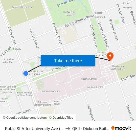 Robie St After University Ave (8187) to QEII - Dickson Building map