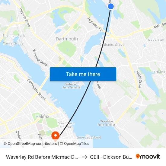 Waverley Rd Before Micmac Dr (8448) to QEII - Dickson Building map