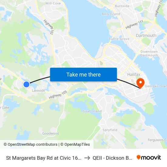 St Margarets Bay Rd at Civic 1697 (6178) to QEII - Dickson Building map
