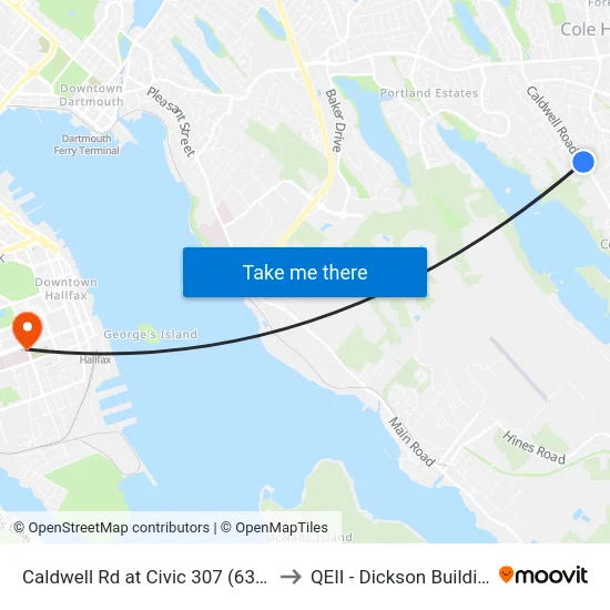 Caldwell Rd at Civic 307 (6352) to QEII - Dickson Building map
