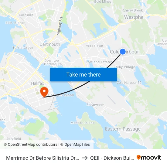 Merrimac Dr Before Silistria Dr (7202) to QEII - Dickson Building map