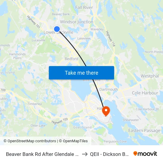 Beaver Bank Rd After Glendale Dr (8709) to QEII - Dickson Building map