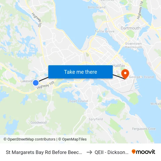 St Margarets Bay Rd Before Beech Tree Run (6162) to QEII - Dickson Building map