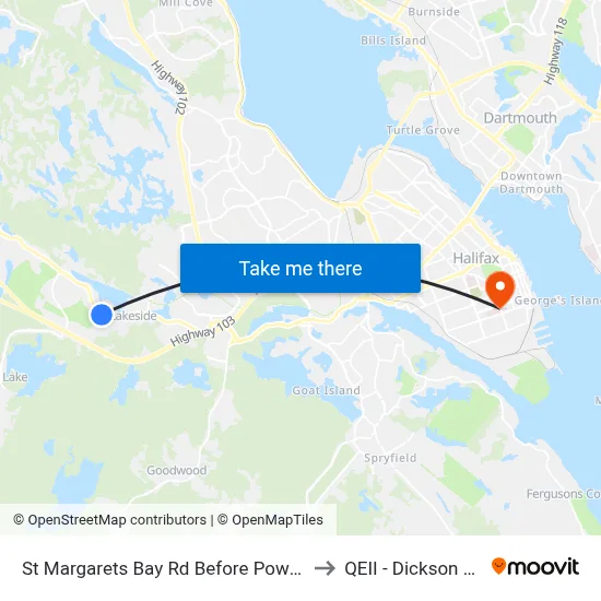 St Margarets Bay Rd Before Power Terr (6165) to QEII - Dickson Building map