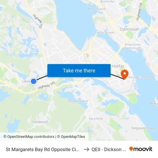 St Margarets Bay Rd Opposite Civic 1264 (6184) to QEII - Dickson Building map