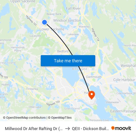 Millwood Dr After Rafting Dr (7237) to QEII - Dickson Building map