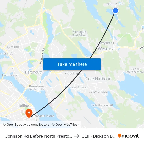 Johnson Rd Before North Preston Rd (7000) to QEII - Dickson Building map