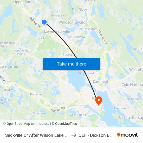Sackville Dr After Wilson Lake Dr  (7302) to QEII - Dickson Building map