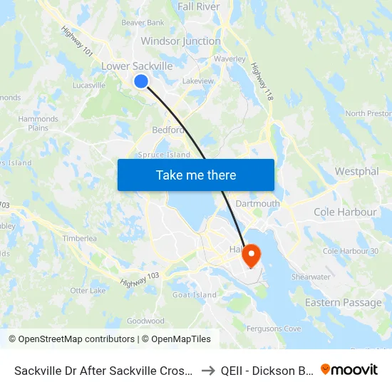 Sackville Dr After Sackville Cross Rd (7305) to QEII - Dickson Building map