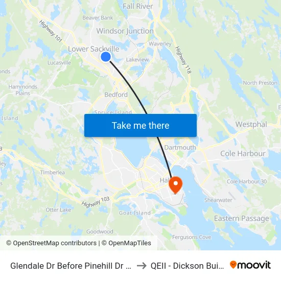 Glendale Dr Before Pinehill Dr (6756) to QEII - Dickson Building map