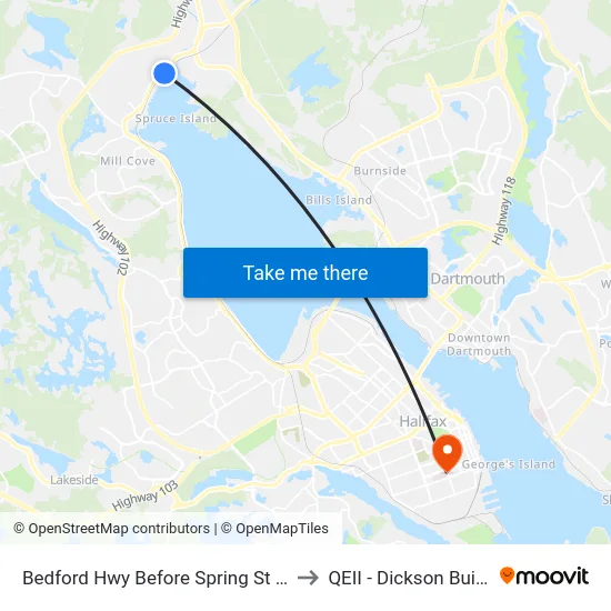 Bedford Hwy Before Spring St (6249) to QEII - Dickson Building map