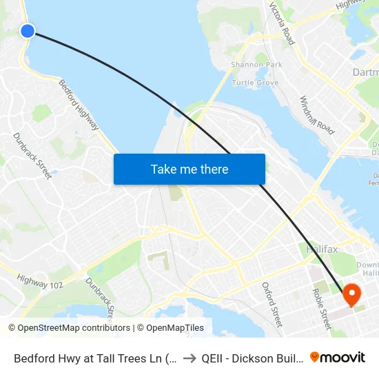 Bedford Hwy at Tall Trees Ln (6242) to QEII - Dickson Building map