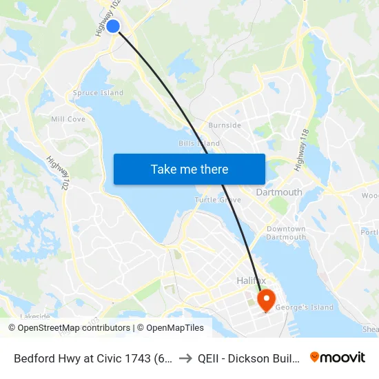 Bedford Hwy at Civic 1743 (6243) to QEII - Dickson Building map