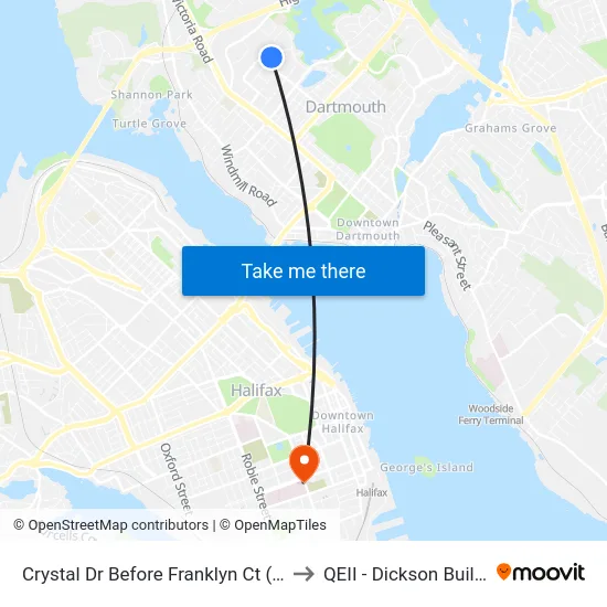 Crystal Dr Before Franklyn Ct (6539) to QEII - Dickson Building map