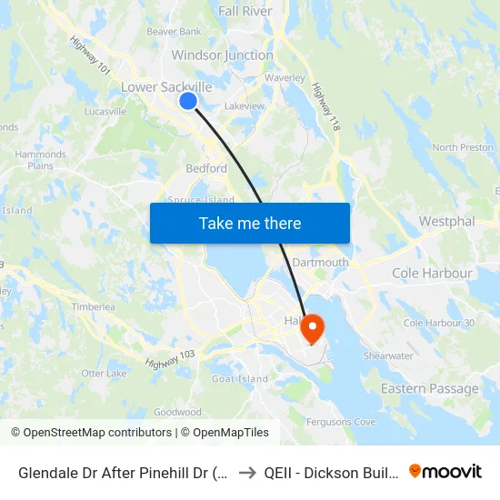 Glendale Dr After Pinehill Dr (6744) to QEII - Dickson Building map