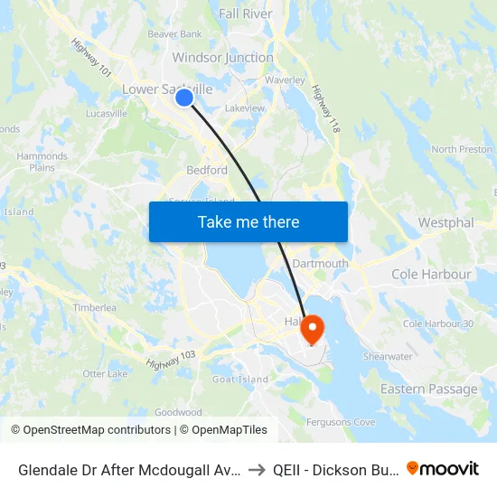 Glendale Dr After Mcdougall Ave (6740) to QEII - Dickson Building map