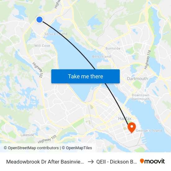 Meadowbrook Dr After Basinview Dr (7189) to QEII - Dickson Building map