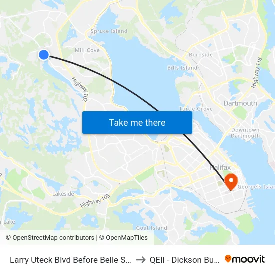 Larry Uteck Blvd Before Belle St (7027) to QEII - Dickson Building map