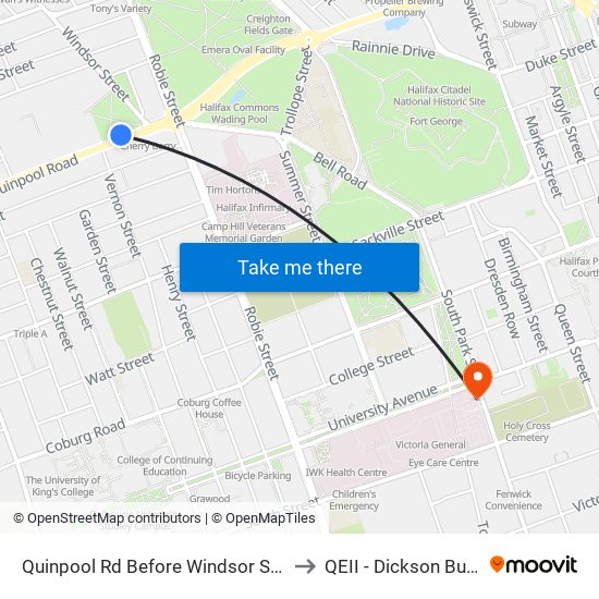 Quinpool Rd Before Windsor St (8261) to QEII - Dickson Building map