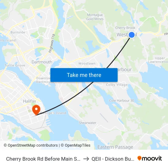Cherry Brook Rd Before Main St (6419) to QEII - Dickson Building map