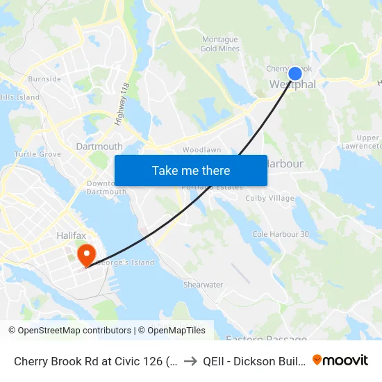 Cherry Brook Rd at Civic 126 (6416) to QEII - Dickson Building map
