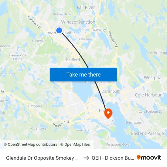 Glendale Dr Opposite Smokey Dr (6737) to QEII - Dickson Building map