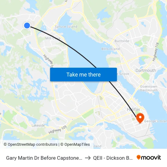 Gary Martin Dr Before Capstone Cr (6491) to QEII - Dickson Building map