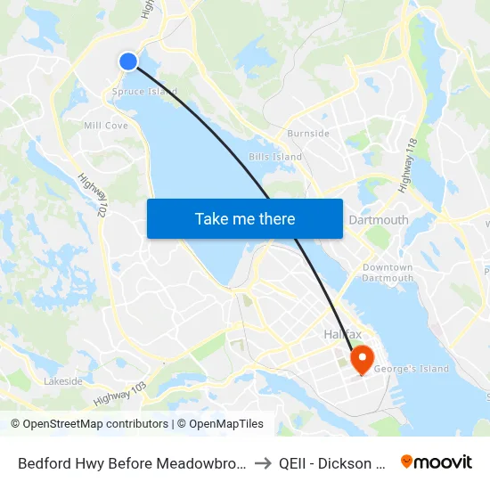 Bedford Hwy Before Meadowbrook Dr (6261) to QEII - Dickson Building map