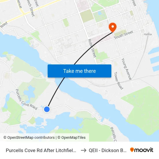 Purcells Cove Rd After Litchfield Cr (8091) to QEII - Dickson Building map