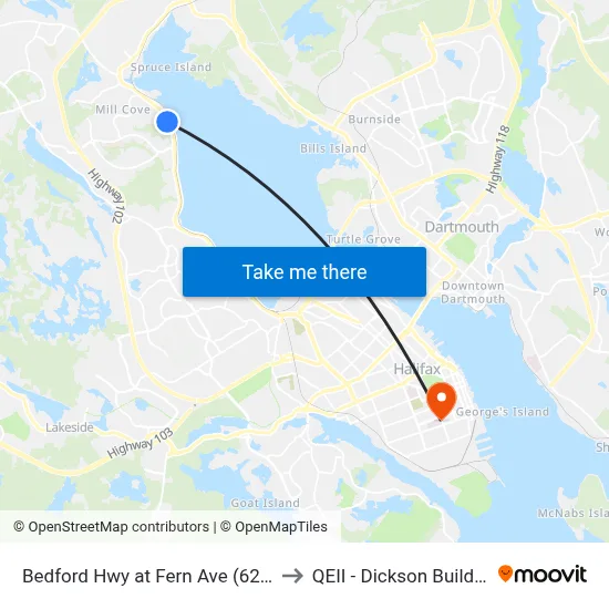 Bedford Hwy at Fern Ave (6273) to QEII - Dickson Building map