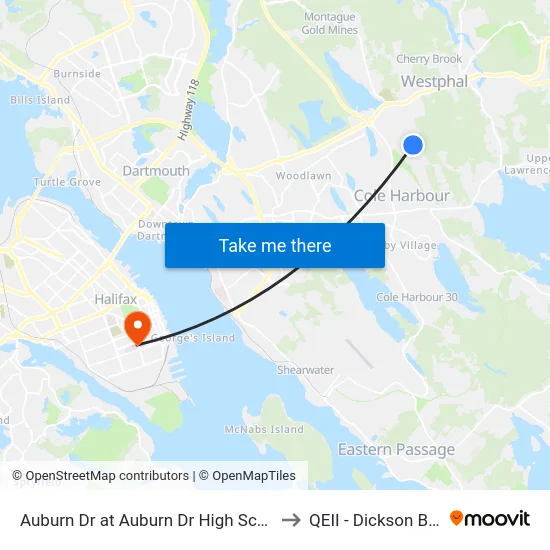 Auburn Dr at Auburn Dr High School (6073) to QEII - Dickson Building map