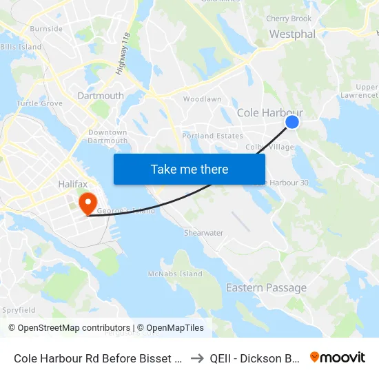 Cole Harbour Rd Before Bisset Rd (8939) to QEII - Dickson Building map