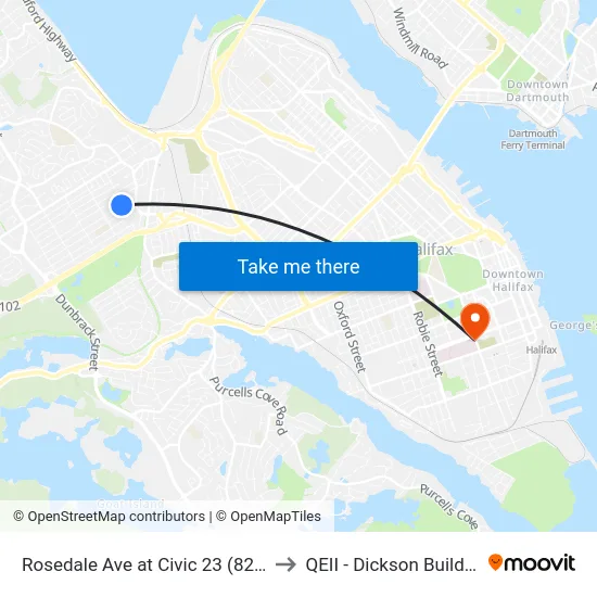 Rosedale Ave at Civic 23 (8244) to QEII - Dickson Building map