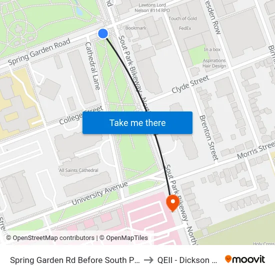 Spring Garden Rd Before South Park St (8333) to QEII - Dickson Building map