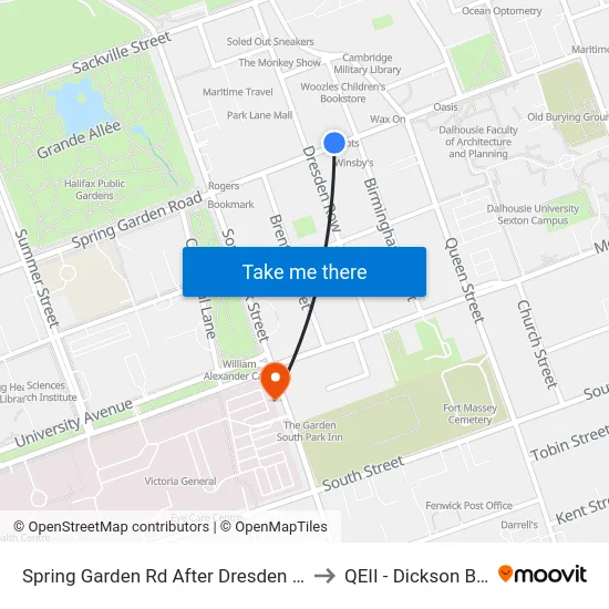 Spring Garden Rd After Dresden Row (8336) to QEII - Dickson Building map