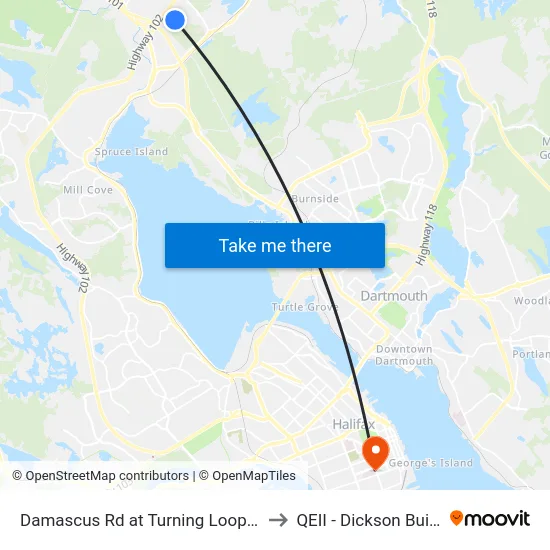 Damascus Rd at Turning Loop (8505) to QEII - Dickson Building map
