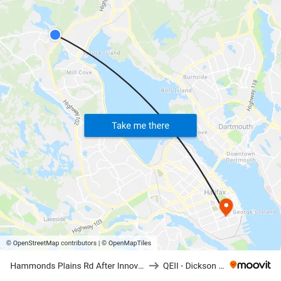 Hammonds Plains Rd After Innovation Dr (9056) to QEII - Dickson Building map