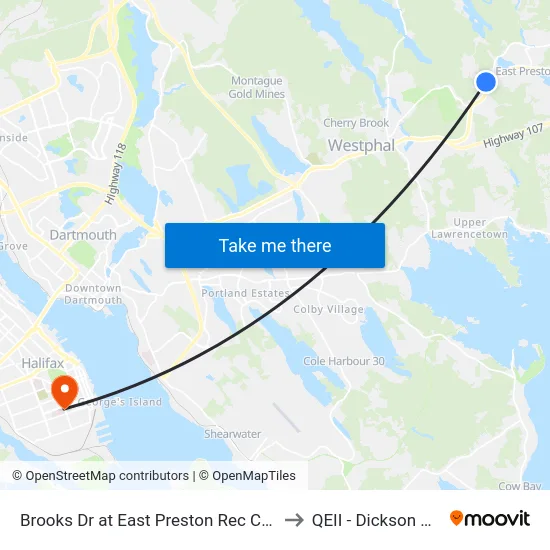 Brooks Dr at East Preston Rec Centre (8929) to QEII - Dickson Building map