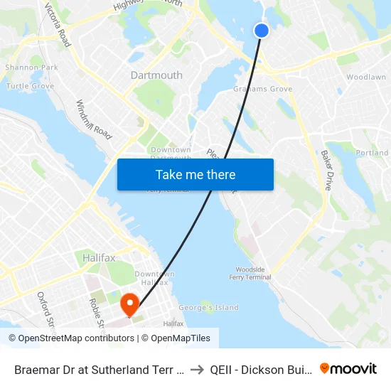 Braemar Dr at Sutherland Terr (8436) to QEII - Dickson Building map